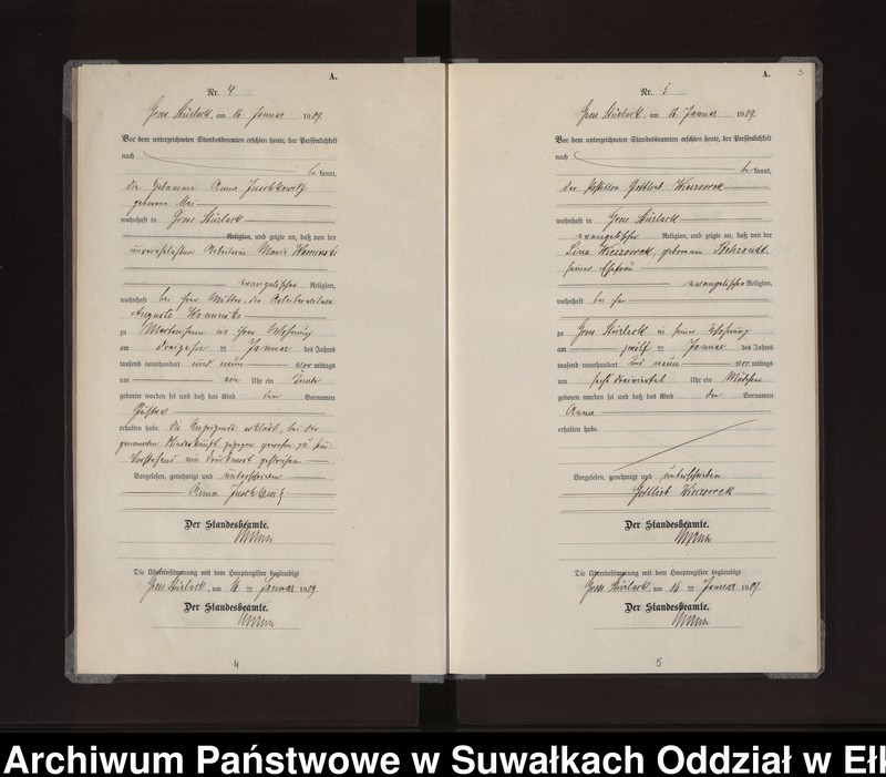 Obraz 6 z jednostki "Geburts-Neben-Register des Preussischen Standes-Amtes Gross Stürlack Kreis Lötzen"