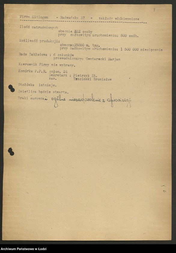 Obraz 5 z jednostki "Wykazy zakładów produkcyjnych z obsadą stanowisk kierowniczych"