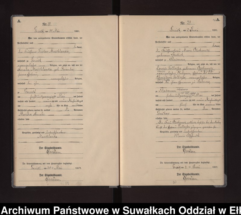 image.from.unit.number "Geburts-Neben-Register des Königlichen Preussischen Standes-Amtes Gneist Kreis Lötzen"