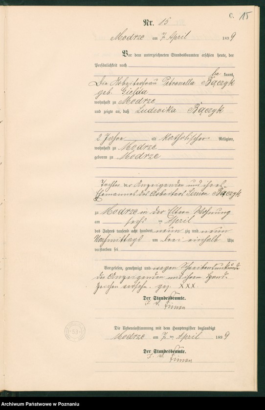 Obraz 19 z jednostki "Księga zgonów"