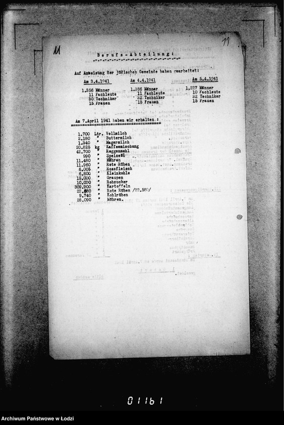 Obraz 15 z jednostki "[Dzienne, tygodniowe i miesięczne sprawozdania Gminy Żydowskiej w Getcie Łódzkim]"