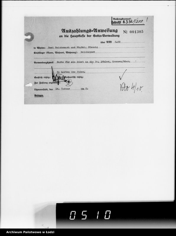 Obraz 5 z jednostki "1. Kassenbelege von nr 1 bis nr 208"