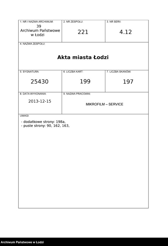 Obraz 1 z jednostki "Księga kontroli ruchu ludności (rejestr osób przybywających do gminy) Łódź, komisariat XIII, nr 1-1997, nr 1-1575, nr 1-779"