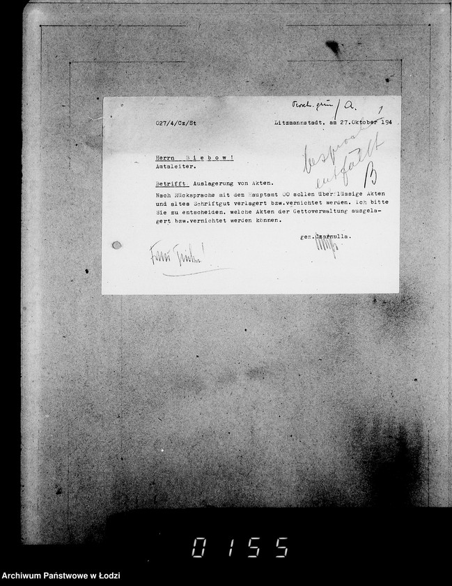 Obraz 5 z jednostki "Verschiedenes grün. [Korespondencja w sprawach personalnych; płace, zaszeregowania, urlopy, odznaczenia]"