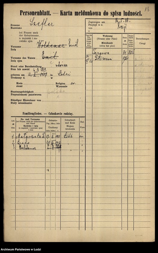Obraz 20 z jednostki "[Spis ludności Łodzi] Szeferkiewicz-Szemraj"
