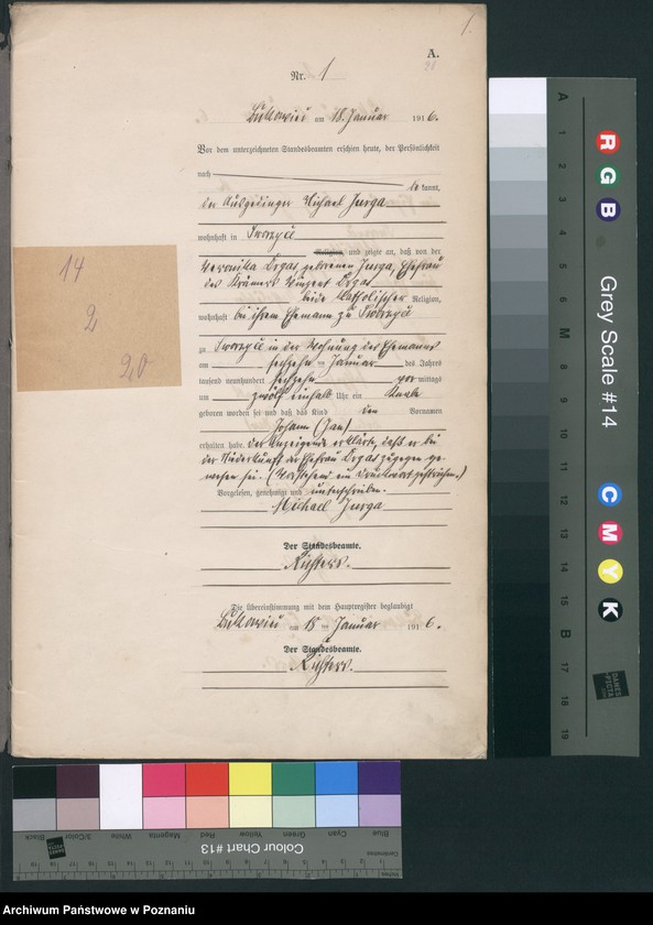 Obraz 3 z jednostki "Księga Akt Urodzenia [Rejestr poboczny urodzeń]"