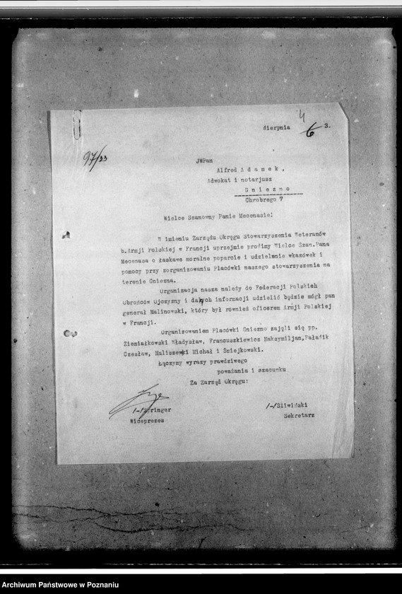 image.from.unit.number "Sprawy organizacyjne i personalne - korespondencja, ewidencja członków, skład zarządu, organizacja"