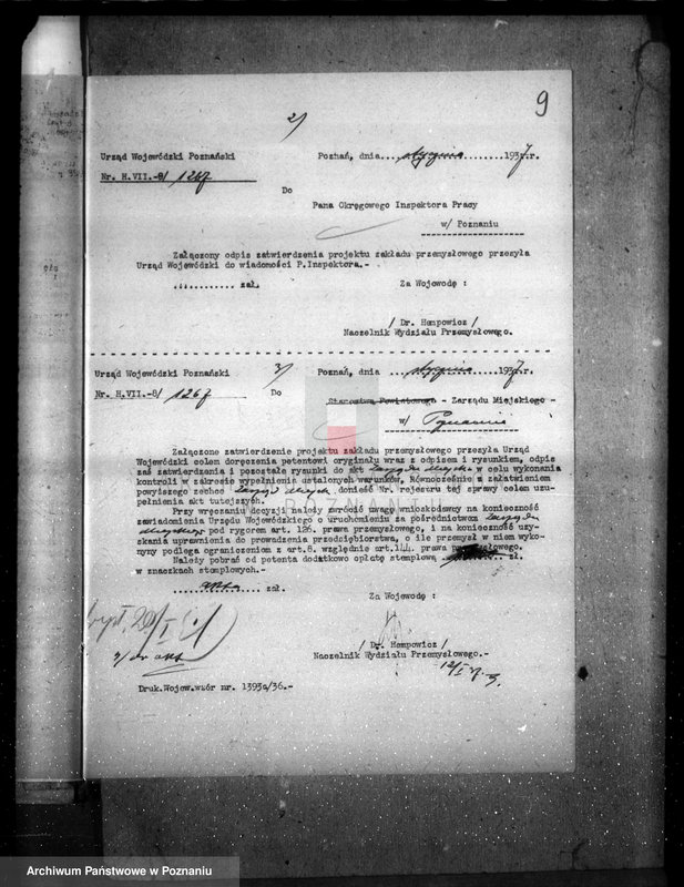 Obraz 13 z jednostki "Zatwierdzenie zakładu przemysłowego /wytwórni galanterii celuloidowej/ Mańkowskiej Reginy w Poznaniu"