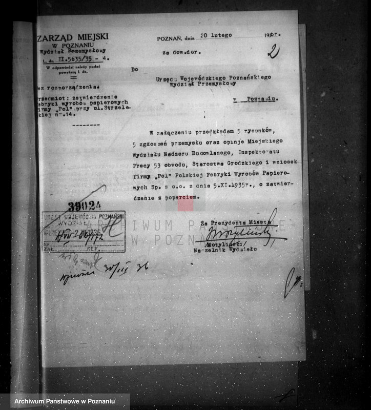 Obraz 6 z jednostki "Zatwierdzenie zakładu przemysłowego /fabryki wyrobów papierniczych firmy "Pol" w Poznaniu"