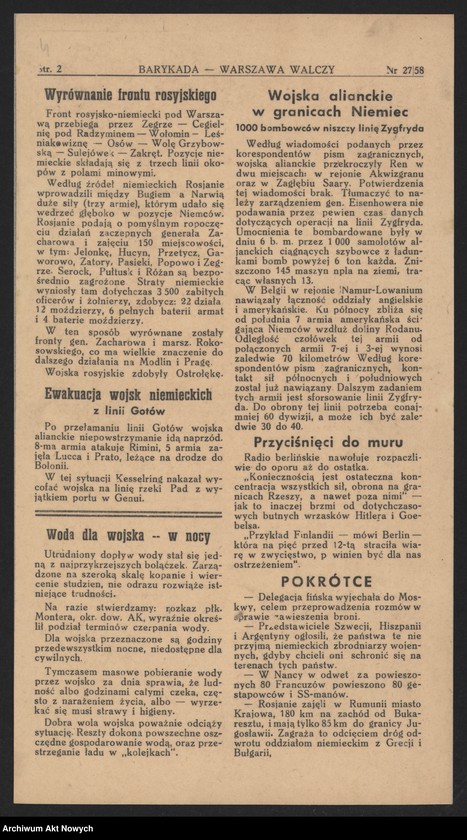 image.from.collection.number "Powstanie warszawskie w prasie konspiracyjnej111"