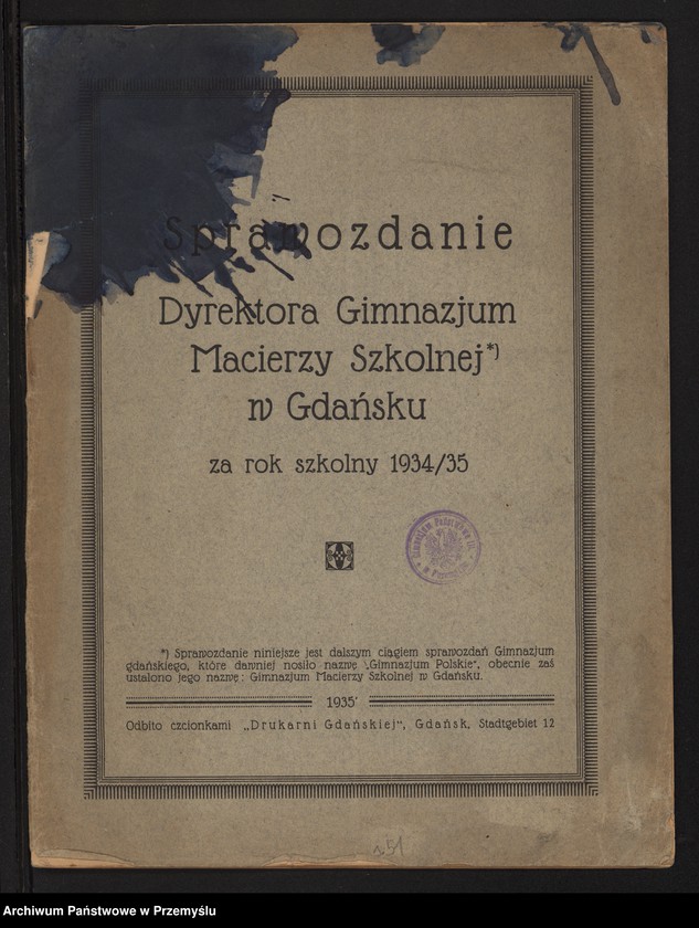 image.from.unit.number "Sprawozdanie Dyrektora Gimnazjum Macierzy Polskiej w Gdańsku za rok szkolny 1934/35"