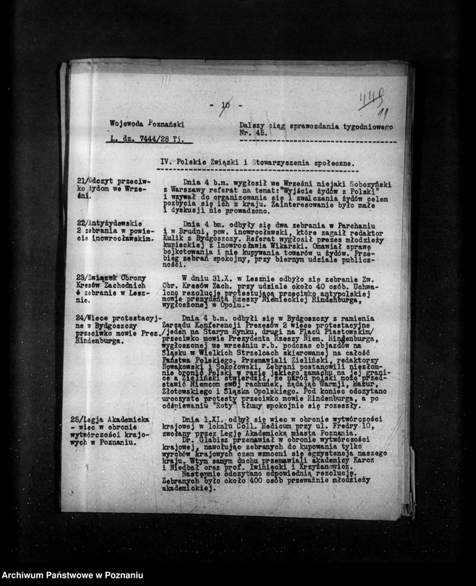 Obraz 16 z jednostki "Sprawozdania sytuacyjne tygodniowe za czas od 2 listopada do 29 listopada 1928 r."