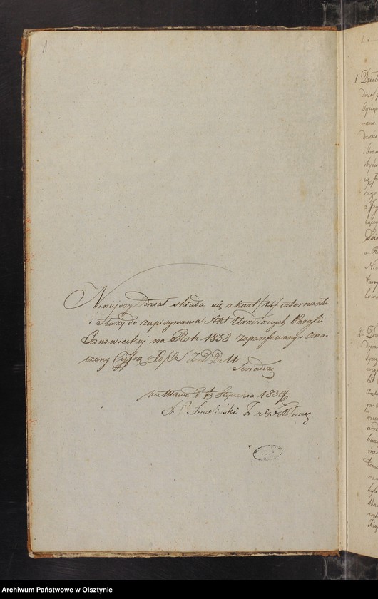 image.from.unit.number "Duplikat Kościoła Parafialnego Janowieckiego składający się z trzech Oddziałow to jest Ak Urodzenia Zaslubienia i Zejścia na Rok 1838 przeznaczony"