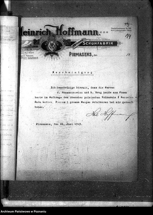 Obraz 20 z jednostki "Territoires Rhenans [korespondencja polskiego przedstawiciela handlowego Derezińskiego]"