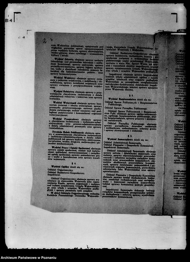 Obraz 6 z jednostki "/Zarządzenia wewnętrzne wojewody w sprawie podziału czynności w Urzędzie Wojewódzkim, statut organizacyjny itp./"