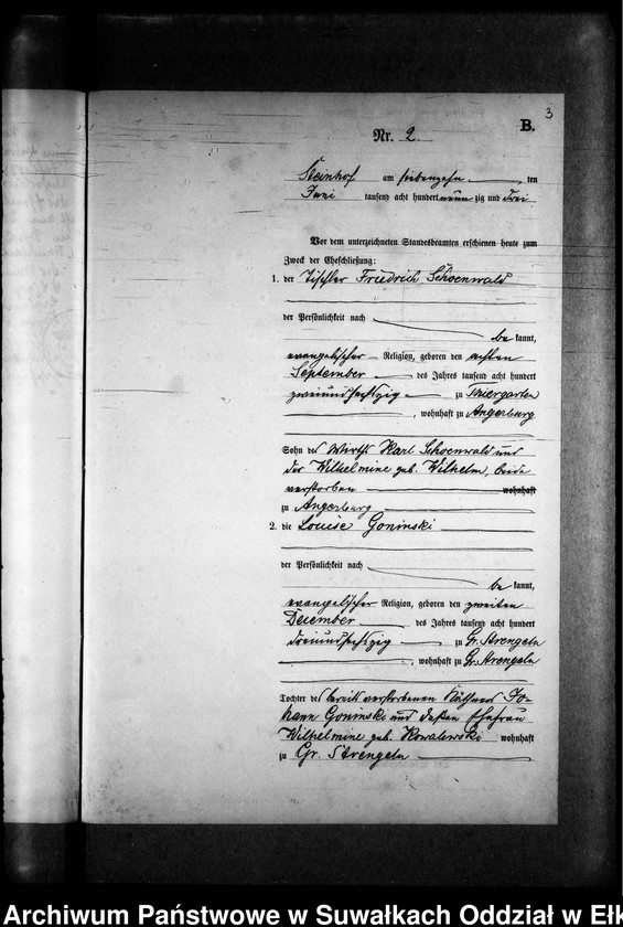 image.from.unit.number "Heiraths-Neben-Register des Preussischen Standes-Amtes Gr. Strengeln Kreis Angerburg"