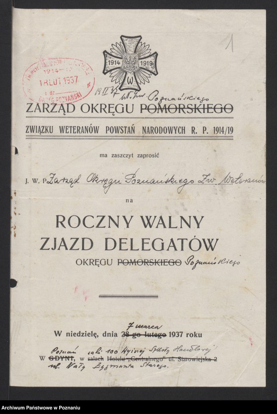 image.from.unit.number "Akta Walnego Zjazdu Delegatów Okręgu Związku Weteranów Powstań Narodowych Rzeczypospolitej Polski 7.III.1937 tom I."