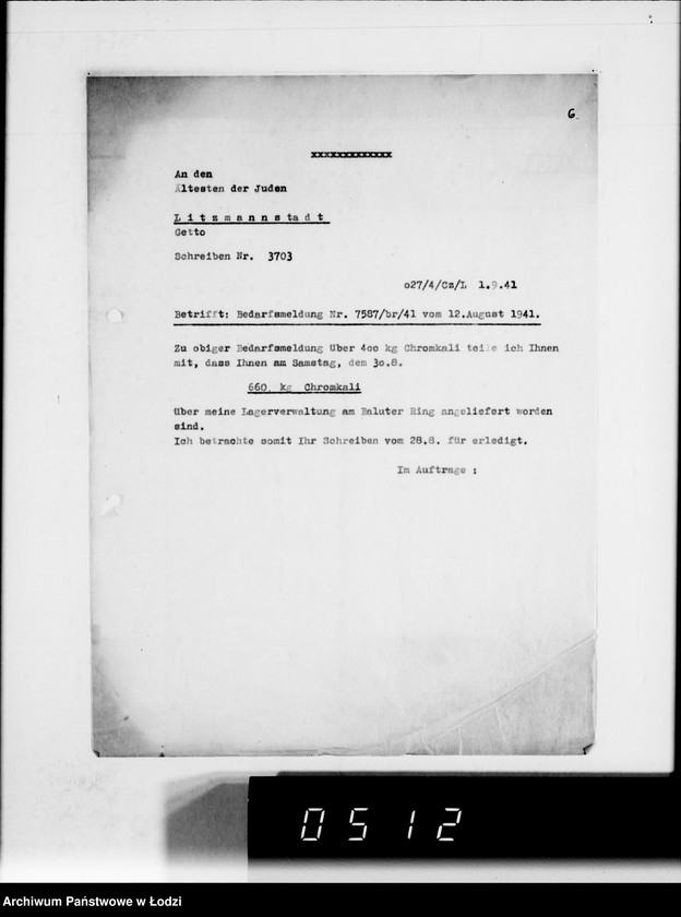 Obraz 10 z jednostki "Bedarfsmeldungen der Älteste der Juden"