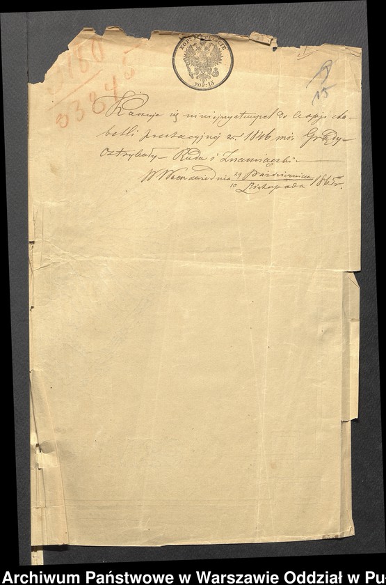 image.from.unit.number "O urządzaniu chłopów byłej rządowej wsi kolonialnej Ostry Kół, Ruda, Sewerynka, gm. Długosiodło, wchodzącej przy opublikowaniu ważnych dekretów z dnia 19 lutego, 12 marca 1864 r. (Skład prywatnej własności Brańszczyk podległej Józefowi Załęskiemu)"