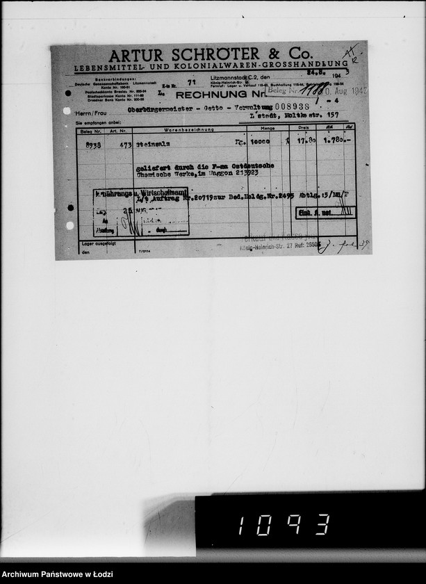 Obraz 16 z jednostki "Lebensmitteleinkauf, Aufträge, [Lieferscheinen und Rechnungen] 20461-20720"