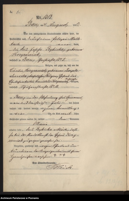 Obraz 17 z jednostki "Księga urodzeń t. IV"