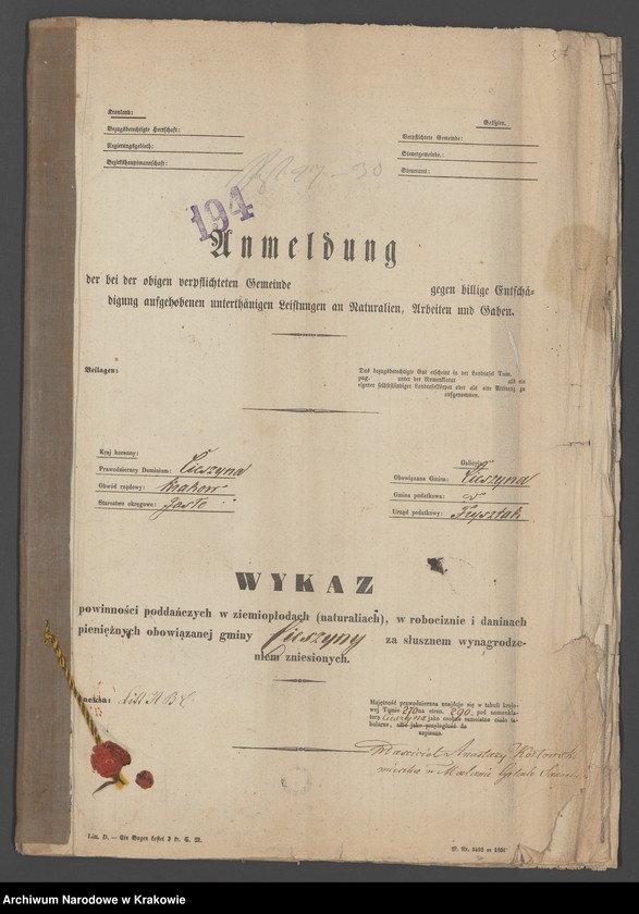 image.from.unit.number "Dominium Cieszyna (generalia, Cieszyna, Stępina - część, Szufnarowa, Posiadacze gruntów dworskich w Cieszynie i Szufnarowej, Wiśniowa-część) - Kozłowski Anastazy"