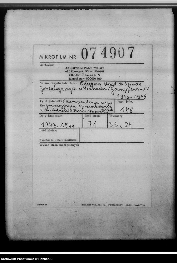 Obraz 2 z jednostki "[Korespondencja w sprawach organizacyjnych, sprawozdanie z działalności], Kreissippenamt Schroda [Środa]"