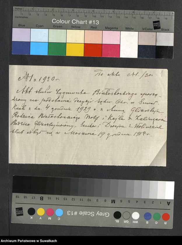 image.from.unit.number "Dowody do aktów ślubu Suwalskiego Okręgu Bożniczego 1930 rok"