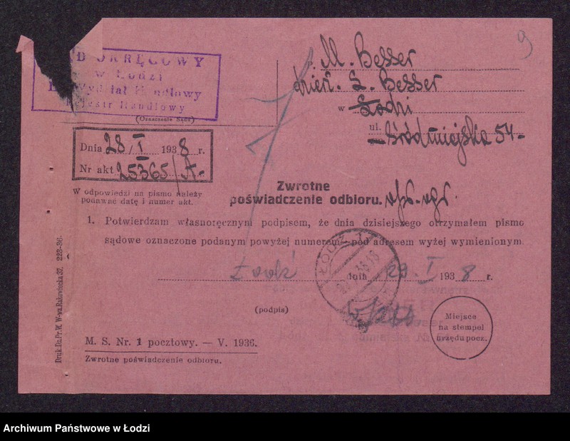 Obraz 11 z jednostki "M. Besser, dzierżawca Leopold Besser- fabryka mebli"