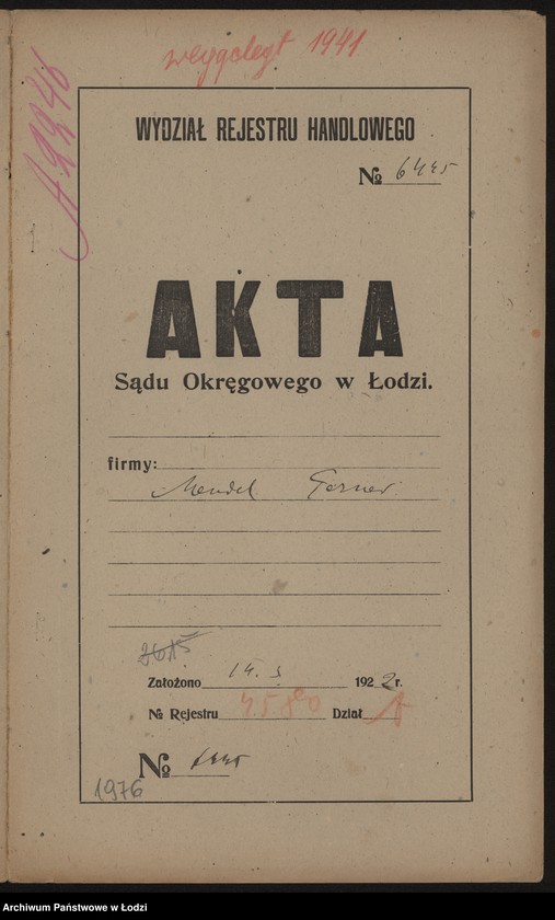 Obraz 2 z jednostki "Mendel Posner- sprzedaż towarów manufakturowych"