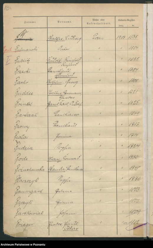 Obraz 16 z jednostki "Skorowidz urodzeń"