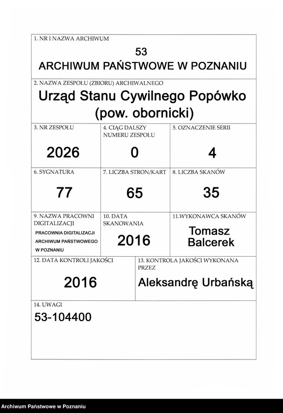 Obraz 1 z jednostki "Księga zgonów"