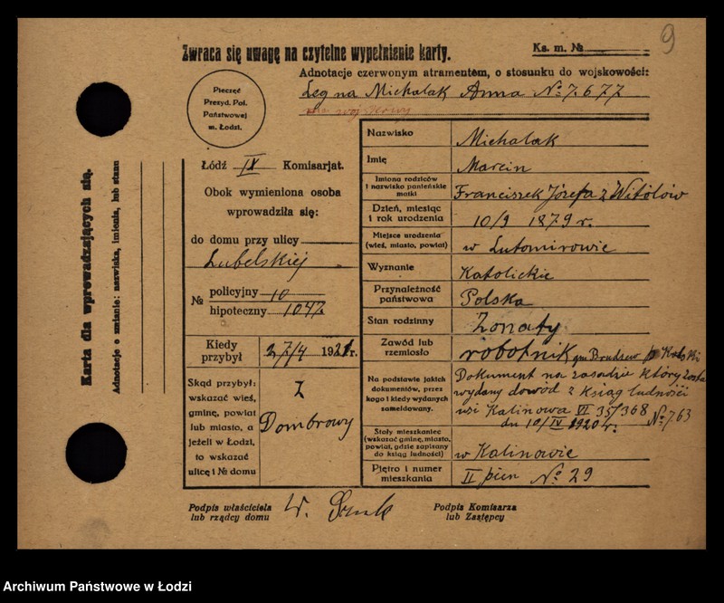 Obraz 11 z jednostki "[Spis ludności Łodzi] Michalak"