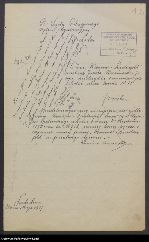 Obraz 4 z jednostki "Kwaśner i Lindenfeld - prowadzenie przędzalni zarobkowej"