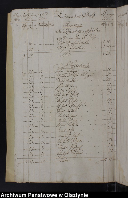 image.from.unit.number "Jahr Kirchen Rechnung der Silberbachschen Kirchen aller Einnahme und Ausgabe wie auch Bau-Rechnung"