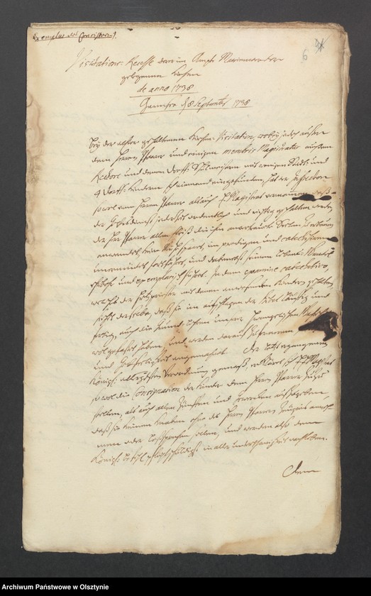 image.from.unit.number "Copia der geführten Kirchen Visitstions Recesse der Ämter Marienwerder [Kwidzyn] Schönberg [Szymbark] und Deutsch Eylau [Iława] de Anno 1738"