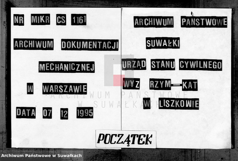 Obraz 1 z jednostki "Duplikat aktov graždnskago sostojanija Liškovskago Rimsko- Katoličeskago Prichoda, o rodivšichsja, brakosočetavšichsja i umeršich za 1907 god"