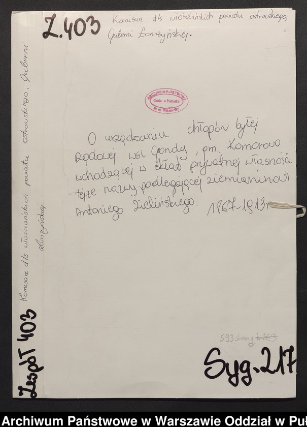 image.from.unit.number "O urządzaniu chłopów byłej rządowej wsi Gondy, gm. Komorowo wchodzącej w skład prywatnej własności tejże nazwy podlegającej ziemianinowi Antoniego Zielińskiego"