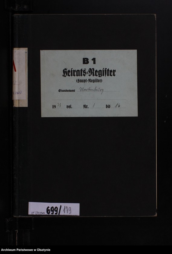 image.from.unit.number "Heirats-Haupt-Register Tom I, Nr 1 - 16"