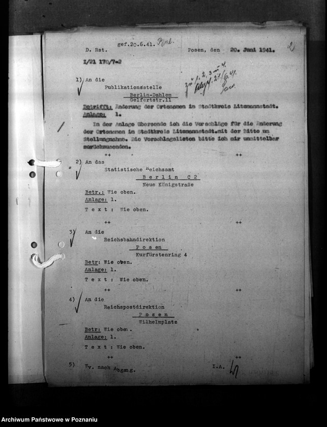 Obraz 6 z jednostki "Ortsnamenänderung - Litzmannstadt - Stadt (miasto Łódź)"