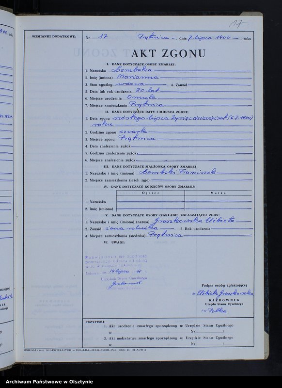 image.from.unit.number "Księga akt zgonu Nr 1 - 19, 1 - 25, 1-31, 1-35, 1-13, 1-22, 1-33; /przepisana w języku polskim z oryginału niemieckiego w dniach 14.07.1961 - 18.07.1961/"