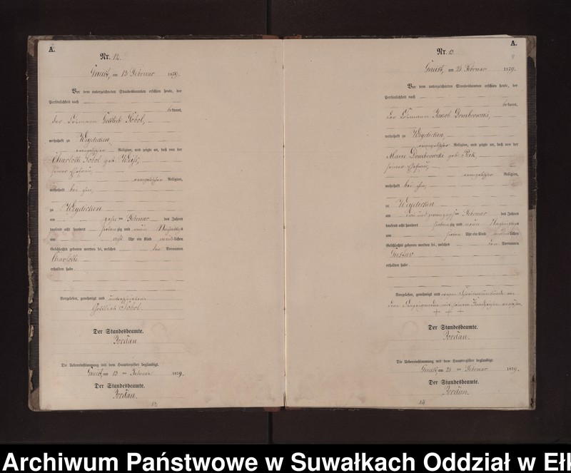 image.from.unit.number "Geburts-Neben-Register des Preussischen Standes-Amtes Gneist Kreis Loetzen"