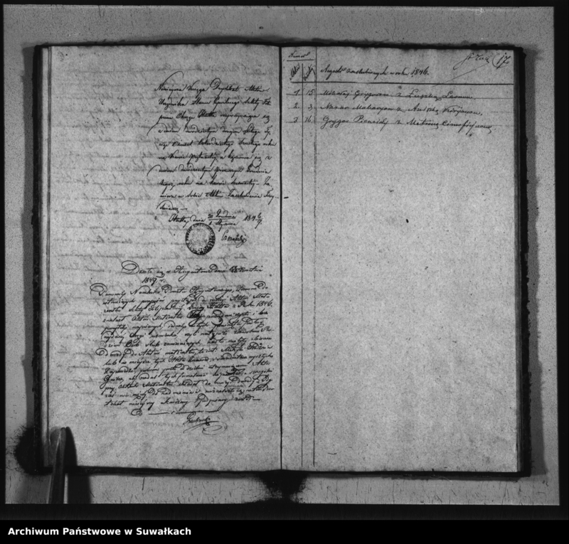 image.from.unit.number "Duplikat Aktów Urodzonych, Zaszlubionych i Umarłych Sekty Filiponów Okręgu Hutta 1846 r."