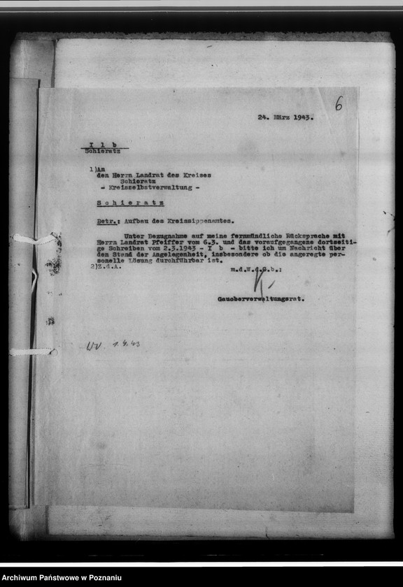 Obraz 10 z jednostki "[Korespondencja w sprawach organizacyjnych], Kreissippenamt Schieratz [Sieradz]"