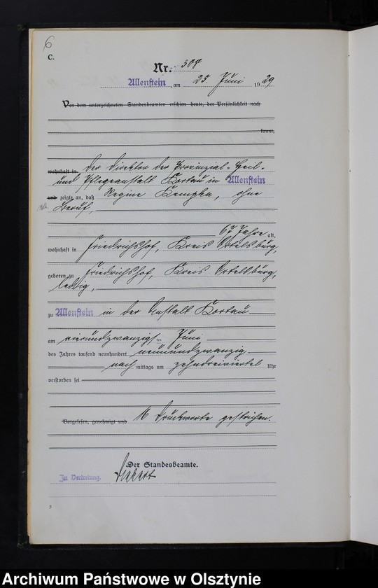 image.from.unit.number "Sterbe-Haupt-Register Tom II, Nr 304-567"