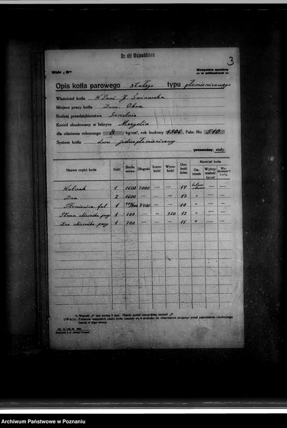 Obraz 7 z jednostki "Gorzelnia J. Świniarskiej Dominium Obra powiat wolsztyński nr woj. kotła 5302"