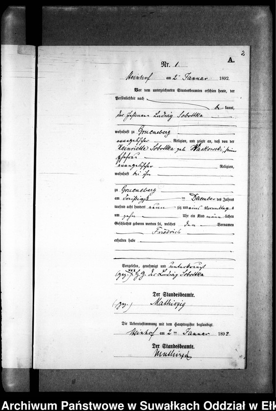 image.from.unit.number "Geburts-Neben-Register des Preussischen Standes-Amtes Gr. Strengeln Kreis Angerburg"