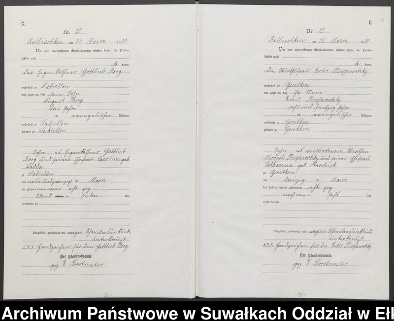 image.from.unit.number "[Sterbe-Neben-Register des Königlich Preussischen Standes-Amtes Kallischken Kreis Johannisburg]"