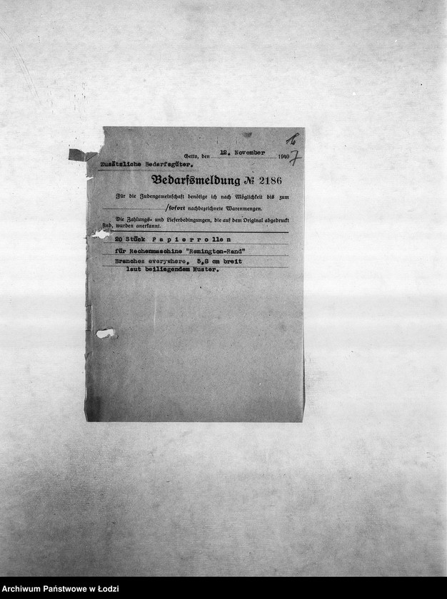 Obraz 10 z jednostki "Bedarfsmeldungen [Kopie skierowanych do GV zapotrzebowań na surowce, materiały, narzędzia, maszyny itp. potrzebne resortom pracy do produkcji]"