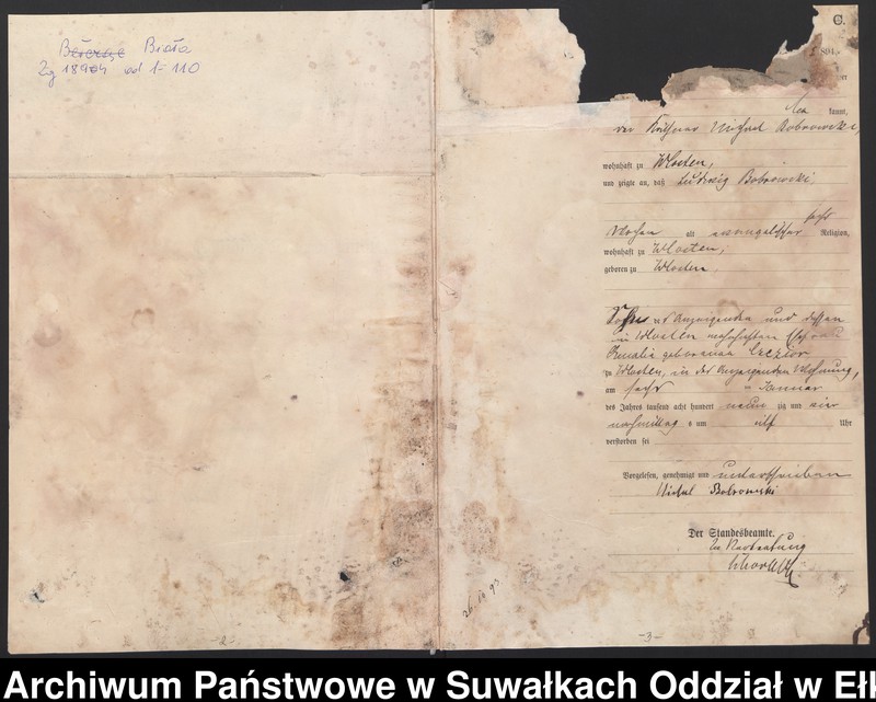 image.from.unit.number "Sterbe-Haupt-Register des Königlichen Preussischen Standes-Amtes Belzonzen Kreis Johannisburg"